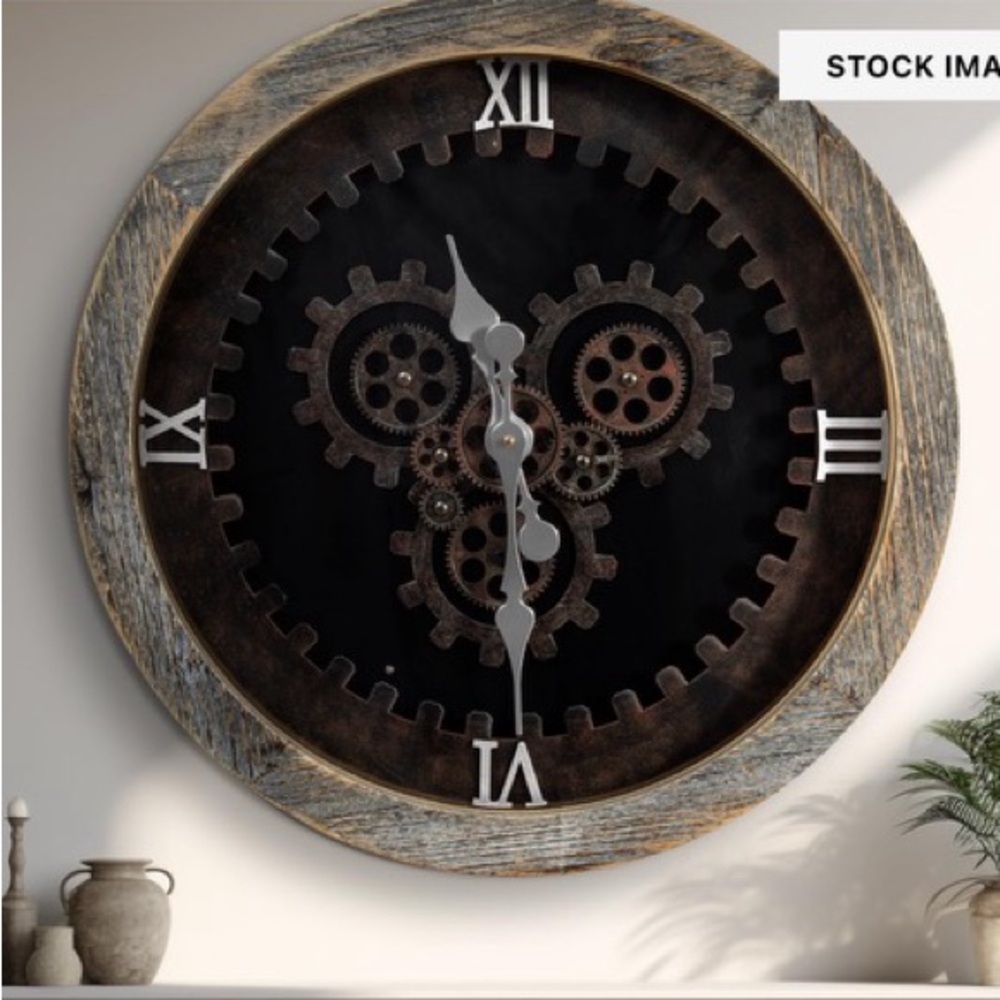 16" Large Wall Clocks with Moving Gears Farmhouse Decorative Clock